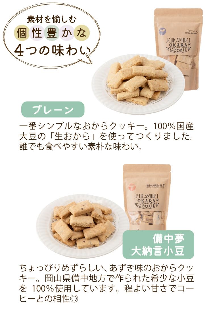 Amazon.co.jp: 倉敷おからクッキー 4種セット 低糖質 ダイエットおやつ